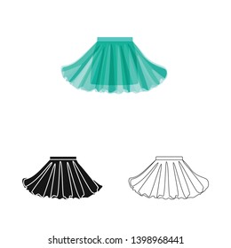 Isolated object of skirt and girl symbol. Set of skirt and pleated stock symbol for web.