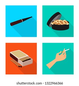 Isolated object of smoke and statistics sign. Set of smoke and stop stock vector illustration.