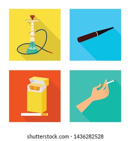 Isolated object of smoke and statistics sign. Collection of smoke and stop stock vector illustration.