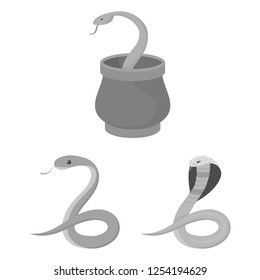 Isolated object of snake  and cobra  logo. Collection of snake  and tattoo vector icon for stock.