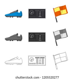 Isolated object of soccer and gear icon. Collection of soccer and tournament vector icon for stock.