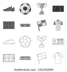 Isolated object of soccer and gear icon. Set of soccer and tournament vector icon for stock.