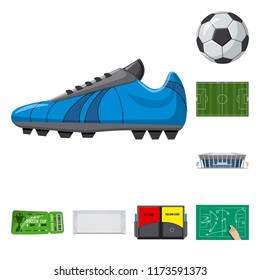Isolated object of soccer and gear logo. Set of soccer and tournament vector icon for stock.