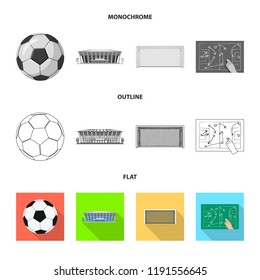 Isolated object of soccer and gear logo. Collection of soccer and tournament vector icon for stock.