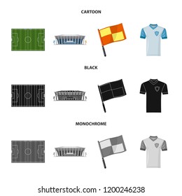 Isolated object of soccer and gear logo. Collection of soccer and tournament stock vector illustration.