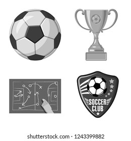 Isolated object of soccer and gear logo. Set of soccer and tournament stock vector illustration.