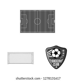 Isolated object of soccer and gear logo. Set of soccer and tournament stock vector illustration.