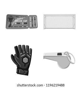 Isolated object of soccer and gear sign. Collection of soccer and tournament stock vector illustration.