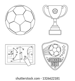 Isolated object of soccer and gear sign. Set of soccer and tournament stock vector illustration.