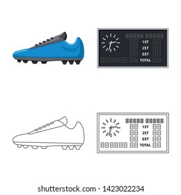 Isolated object of soccer and gear sign. Set of soccer and tournament stock vector illustration.