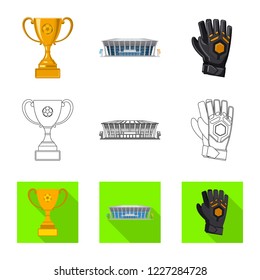 Isolated object of soccer and gear symbol. Set of soccer and tournament stock symbol for web.