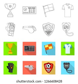 Isolated object of soccer and gear symbol. Set of soccer and tournament stock symbol for web.