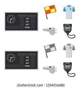 Isolated object of soccer and gear symbol. Collection of soccer and tournament stock vector illustration.