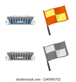 Isolated object of soccer and gear symbol. Collection of soccer and tournament stock vector illustration.