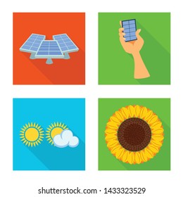 Isolated object of Solar and panel logo. Set of Solar and green stock vector illustration.