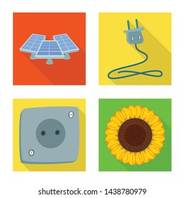 Isolated object of Solar and panel logo. Set of Solar and green stock vector illustration.