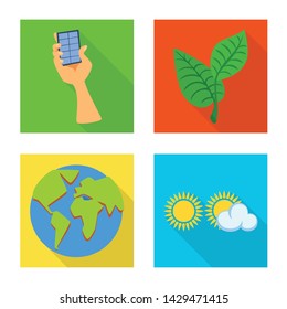 Isolated object of Solar and panel symbol. Collection of Solar and green stock vector illustration.