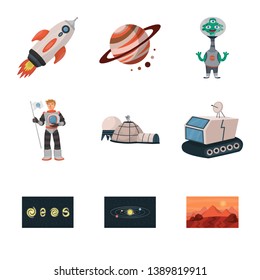 Isolated object of space  and galaxy  icon. Set of space  and travels  stock vector illustration.
