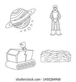 Isolated object of space and galaxy icon. Set of space and travels stock symbol for web.