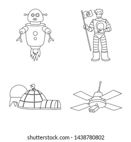 Isolated object of space and galaxy logo. Set of space and travels stock symbol for web.