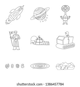 Isolated object of space  and galaxy  sign. Collection of space  and travels  stock symbol for web.