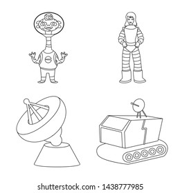 Isolated object of space and galaxy sign. Collection of space and travels stock symbol for web.