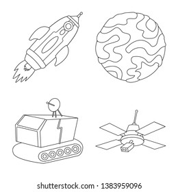 Isolated object of space  and galaxy  symbol. Set of space  and travels  stock symbol for web.