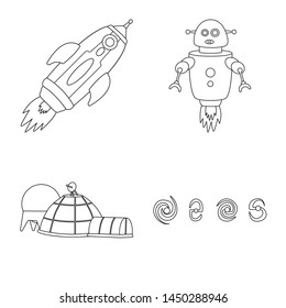 Isolated object of space and galaxy symbol. Set of space and travels stock symbol for web.