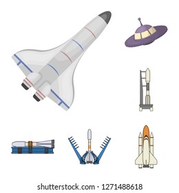 Isolated object of spaceship and ship logo. Set of spaceship and station stock symbol for web.