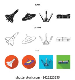 Isolated object of spaceship and ship logo. Set of spaceship and station vector icon for stock.