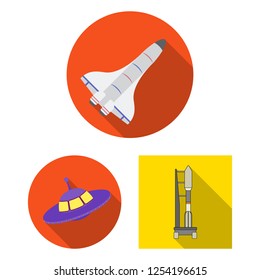 Isolated object of spaceship and ship sign. Set of spaceship and station vector icon for stock.