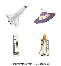 Isolated object of spaceship and ship symbol. Set of spaceship and station stock vector illustration.