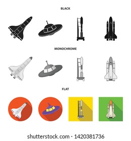Isolated object of spaceship and ship symbol. Collection of spaceship and station vector icon for stock.