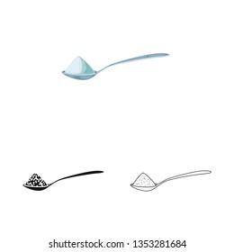Isolated object of spoon and salty sign. Collection of spoon and hill  stock symbol for web.