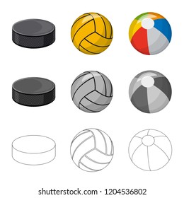 Isolated object of sport and ball symbol. Collection of sport and athletic stock vector illustration.