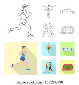 Isolated object of sport  and winner icon. Set of sport  and fitness  stock vector illustration.