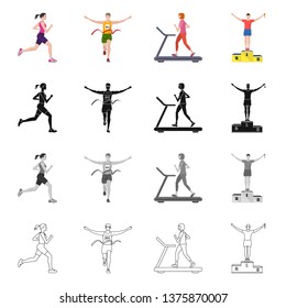 Isolated object of sport  and winner icon. Set of sport  and fitness  vector icon for stock.