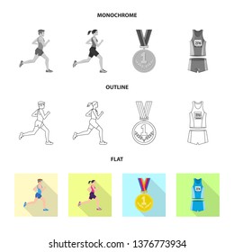 Isolated object of sport  and winner icon. Collection of sport  and fitness  stock vector illustration.