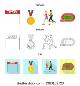 Isolated object of sport  and winner icon. Set of sport  and fitness  stock vector illustration.