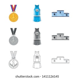 Isolated object of sport  and winner icon. Set of sport  and fitness  stock symbol for web.