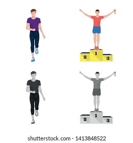 Isolated object of sport  and winner icon. Set of sport  and fitness  stock symbol for web.