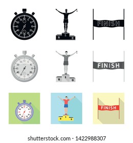 Isolated object of sport  and winner icon. Set of sport  and fitness  stock symbol for web.
