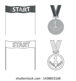 Isolated object of sport and winner icon. Set of sport and fitness stock vector illustration.