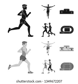 Isolated object of sport  and winner logo. Collection of sport  and fitness  stock vector illustration.
