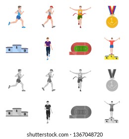 Isolated object of sport  and winner logo. Collection of sport  and fitness  vector icon for stock.