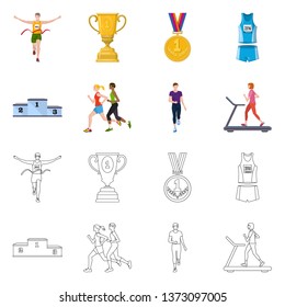 Isolated object of sport  and winner logo. Set of sport  and fitness  vector icon for stock.