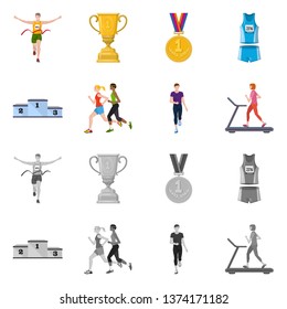 Isolated object of sport  and winner logo. Collection of sport  and fitness  vector icon for stock.
