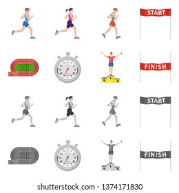 Isolated object of sport  and winner logo. Set of sport  and fitness  vector icon for stock.