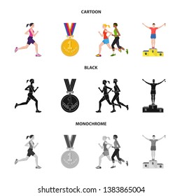 Isolated object of sport  and winner logo. Set of sport  and fitness  stock symbol for web.
