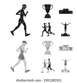 Isolated object of sport  and winner logo. Set of sport  and fitness  stock symbol for web.